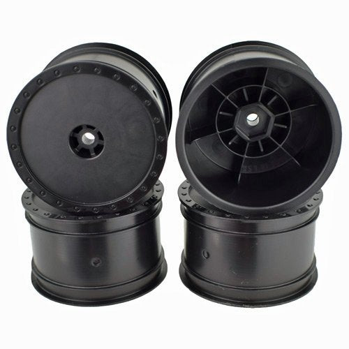 DE Racing BB4LRB Black Borrego Rear Buggy Wheels for the Associated B6 and TLR 22 (4pcs)