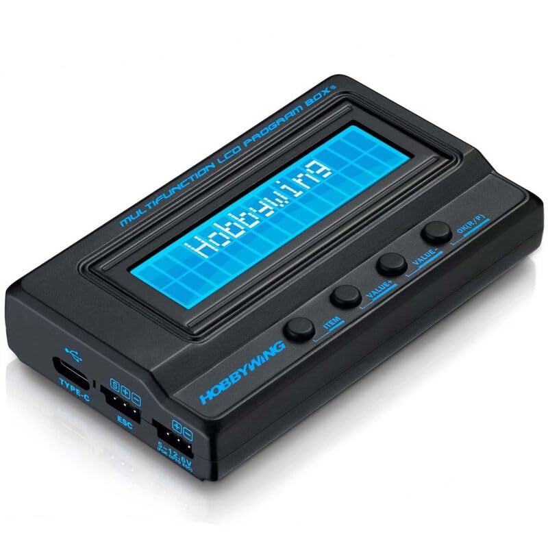 Hobbywing 30502001 Multifunction LCD Program Box (G2) ESC Programmer, LiPO Battery Voltmeter, USB Adapter