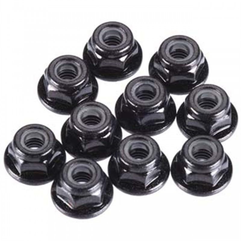 Team KNK 4MMFLOC (10) 4mm Flanged Nylock Wheel Serrated Nuts