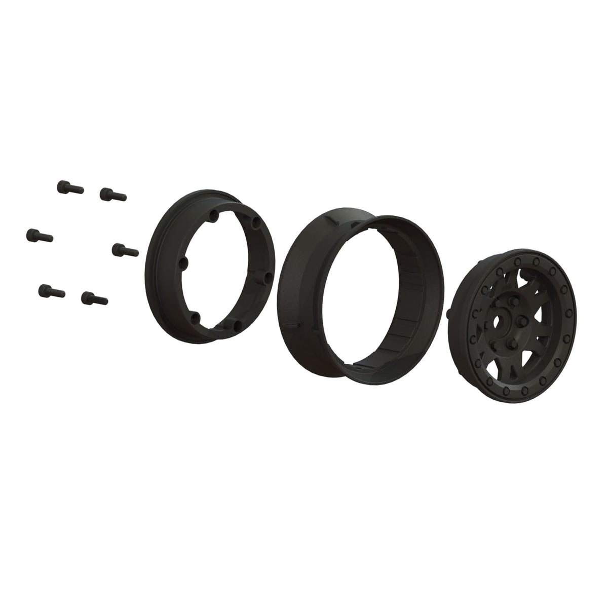 Pro-Line 276903 Front, Rear Impulse 1.9 Blk Plastic BeadLoc Wheels: Crawler