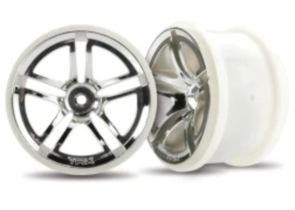Traxxas 3774 Chrome Twin Spoke 2.8" Wheels (2): Rear Electric
