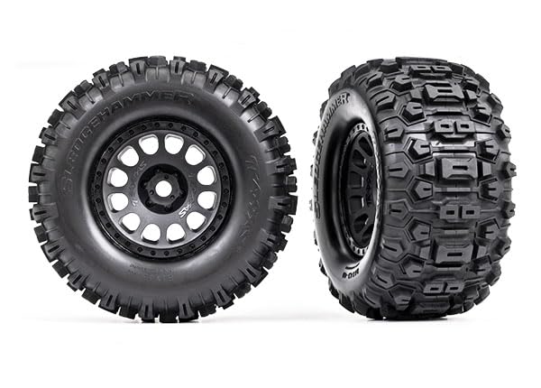 Traxxas 7876 XRT Race Black Wheels Sledgehammer Tires Glued (2) X-Maxx