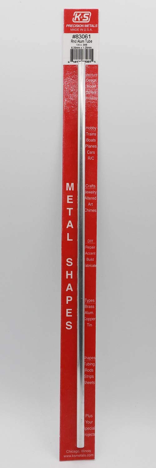 K & S Metals 83061 Round Aluminum Tube: 1/4" OD x 0.049" Wall x 12" Long