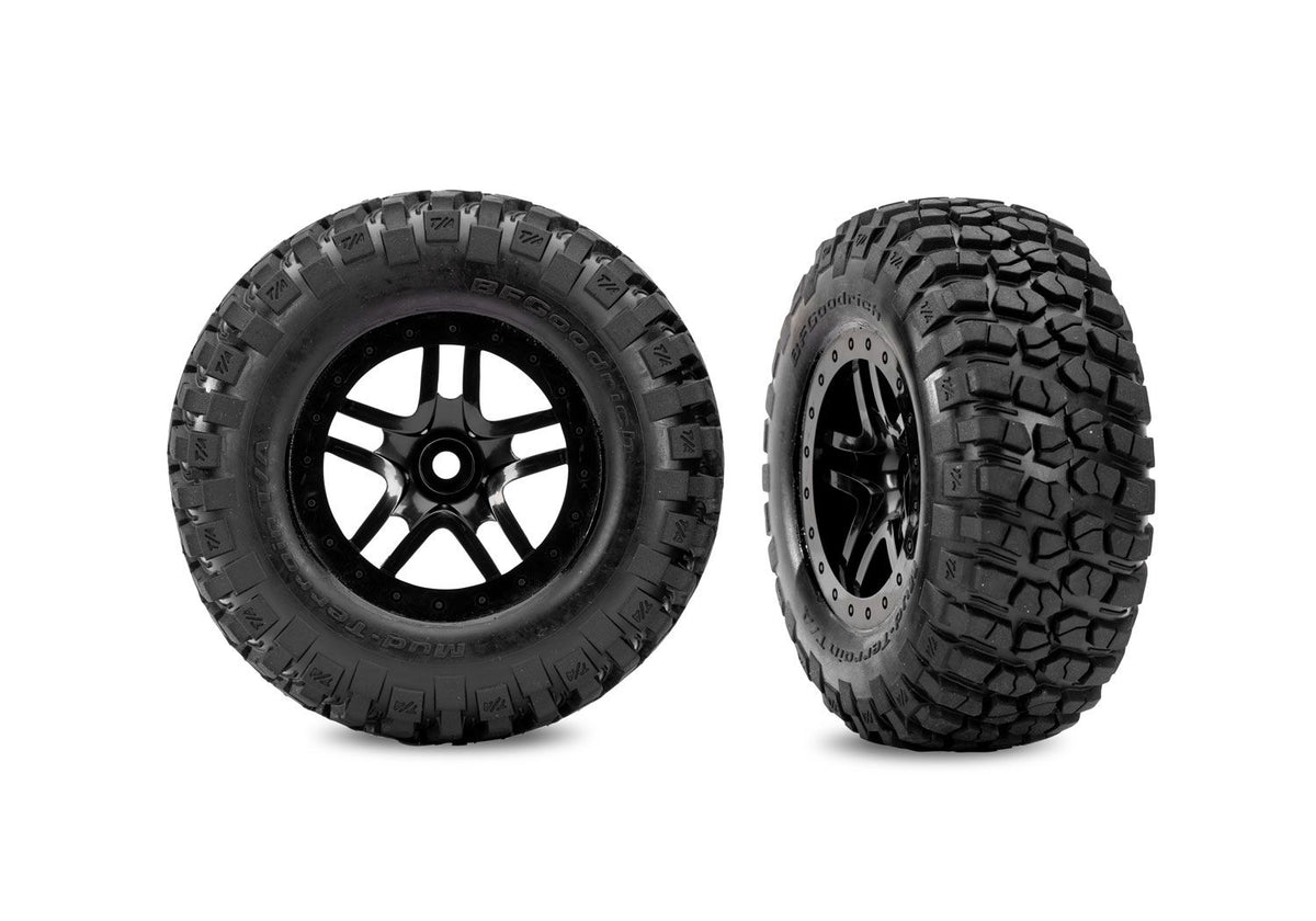 Traxxas 5885-BLK Slash 2WD Front Black Wheels BFGoodrich Tires (2)
