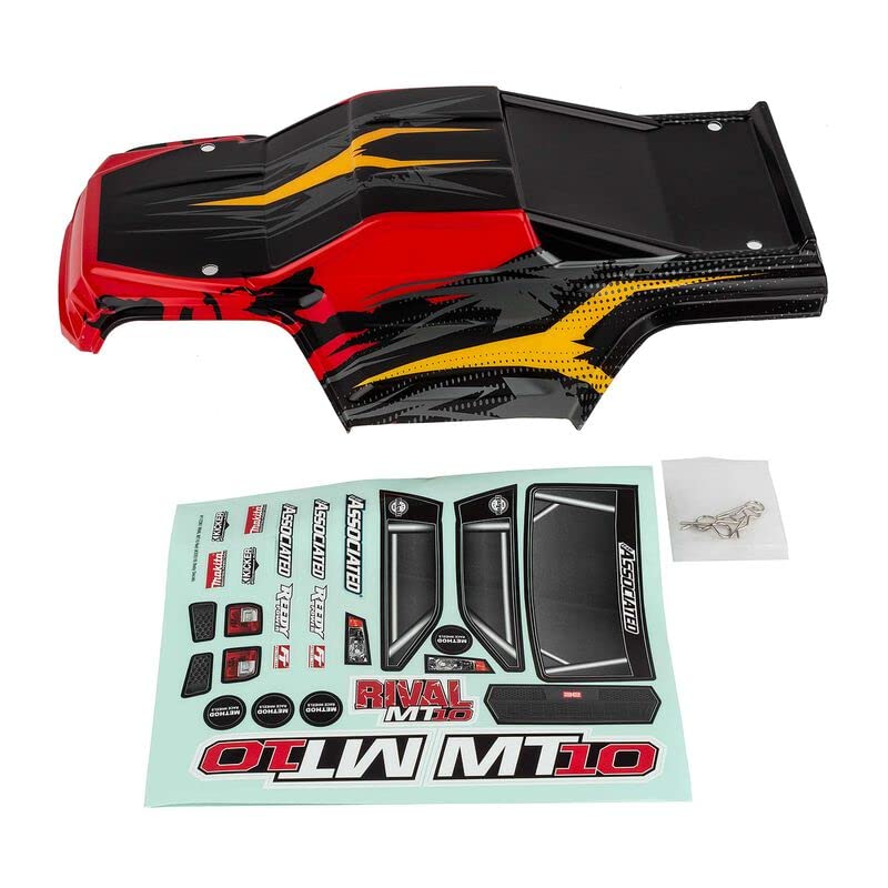 Team Associated 25830  RIVAL MT10 Body V2, Red/Yellow
