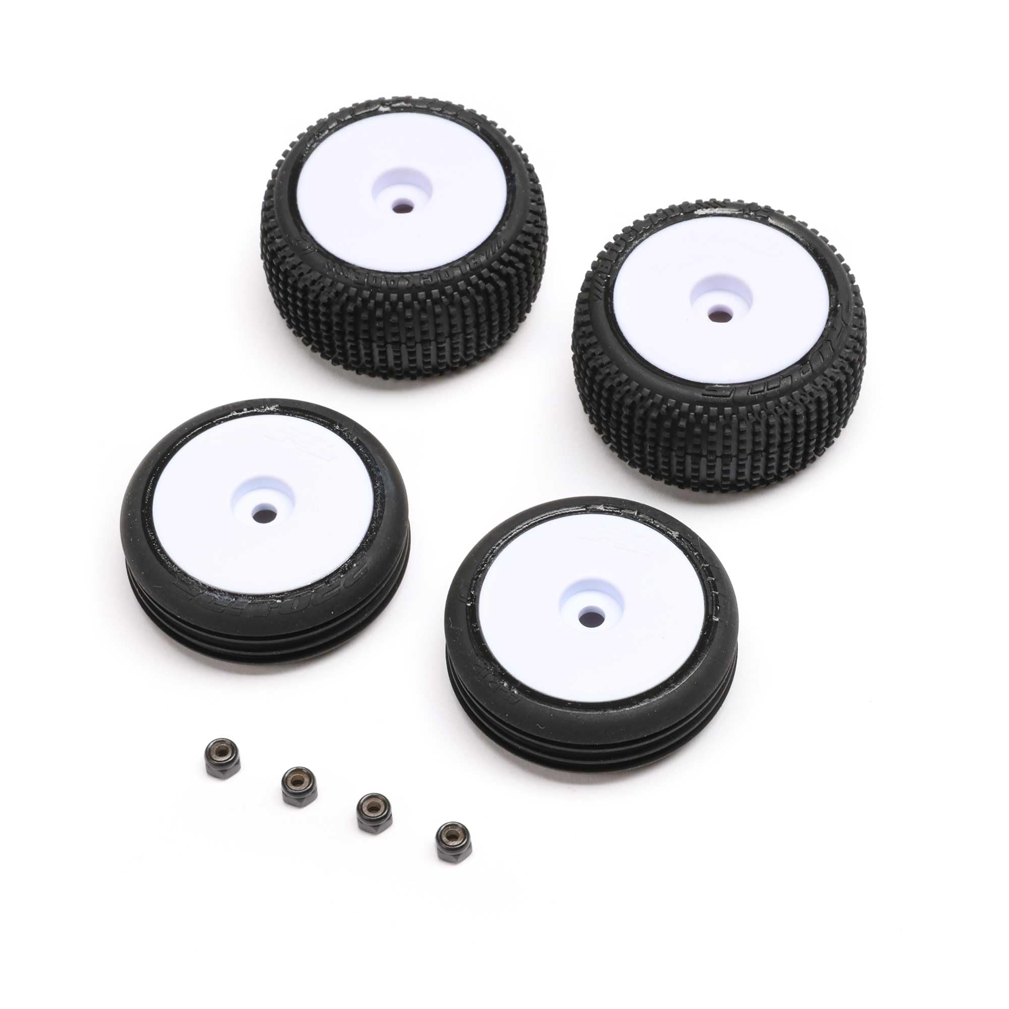 Losi LOS-1763 Tires, Wheels, White, Mounted: Micro-B