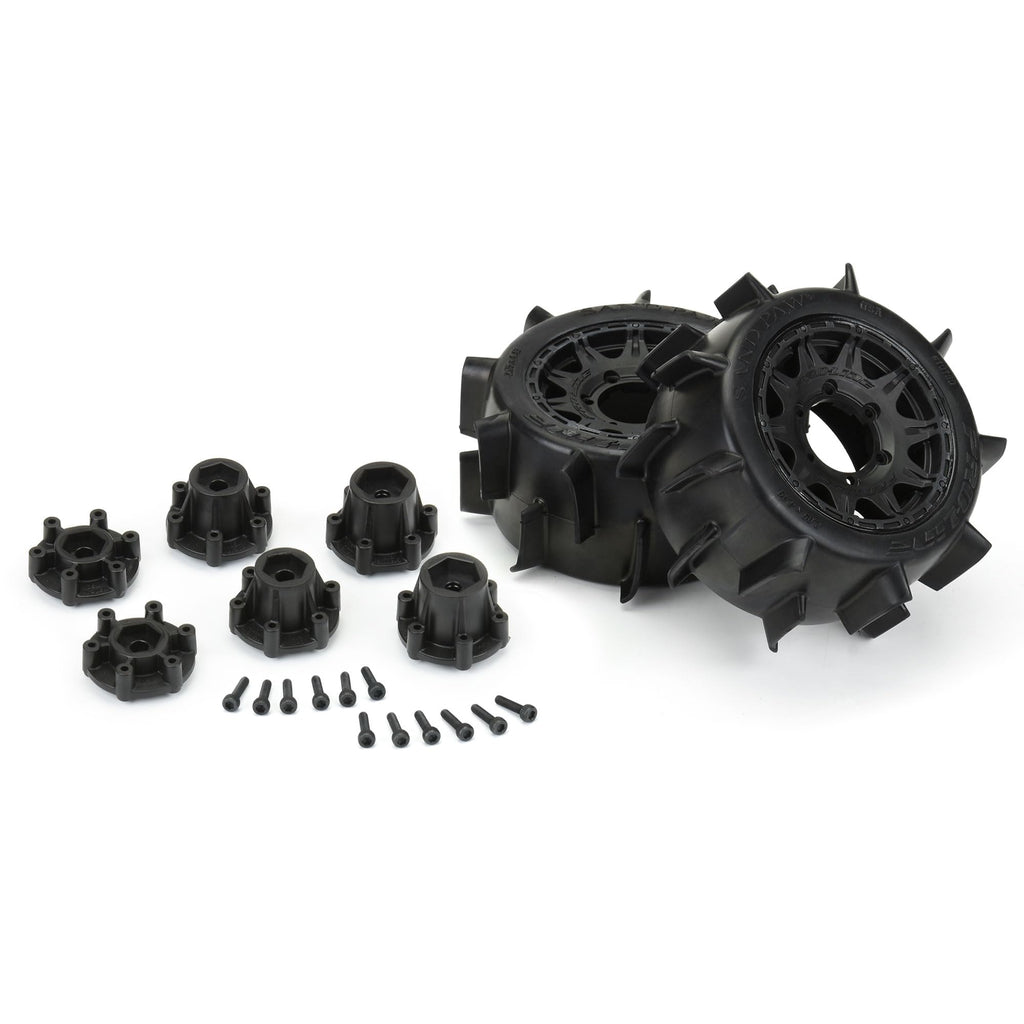 Pro-Line 1016010 Sand Paw LP 2.8" Tires w/Raid Black Wheels 6x30 F/R