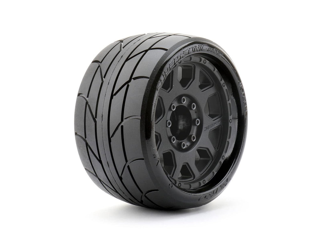 Jetko Tires 1604CBMSGBB2 1/8 SGT 3.8 Super Sonic Tires Mounted on Black Claw Rims,