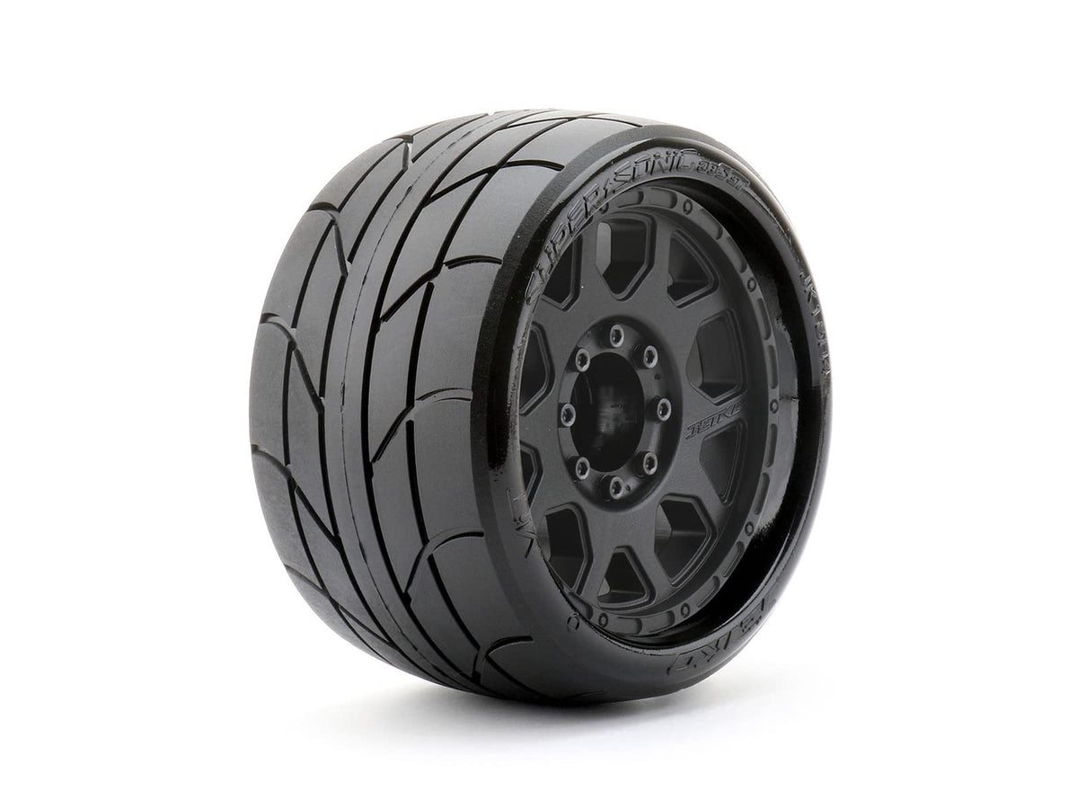 Jetko Tires 1604CBMSGBB2 1/8 SGT 3.8 Super Sonic Tires Mounted on Black Claw Rims,