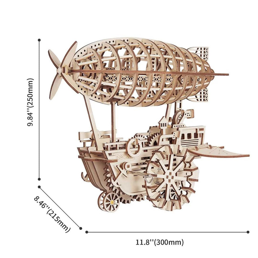 Robotime LK702 Mechanical Wood Models; Airship Air Vehicle - with