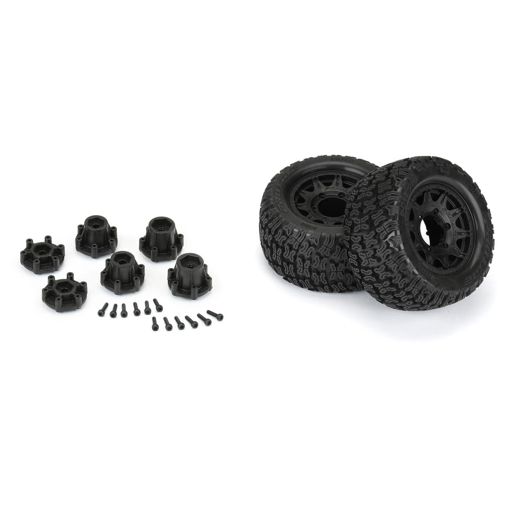 Pro-Line 1023910 Bonesaw 2.8" All-Terrain Truck Tires Mounted on Raid Black 6x30 Removable Hex (12mm & 14mm) Wheels (2) for Vorteks 4x4 and other 1/10 Trucks Front or Rear