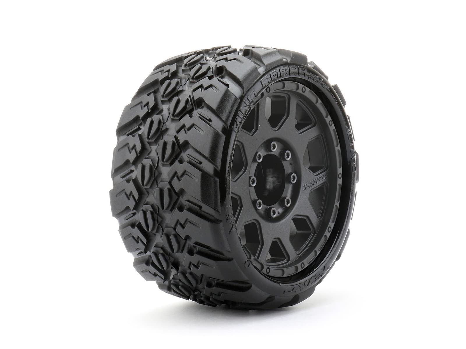 Jetko Tires 1602CBMSGBB3 1/8 SGT 3.8 King Cobra Tires Mounted on Black Claw Rims,