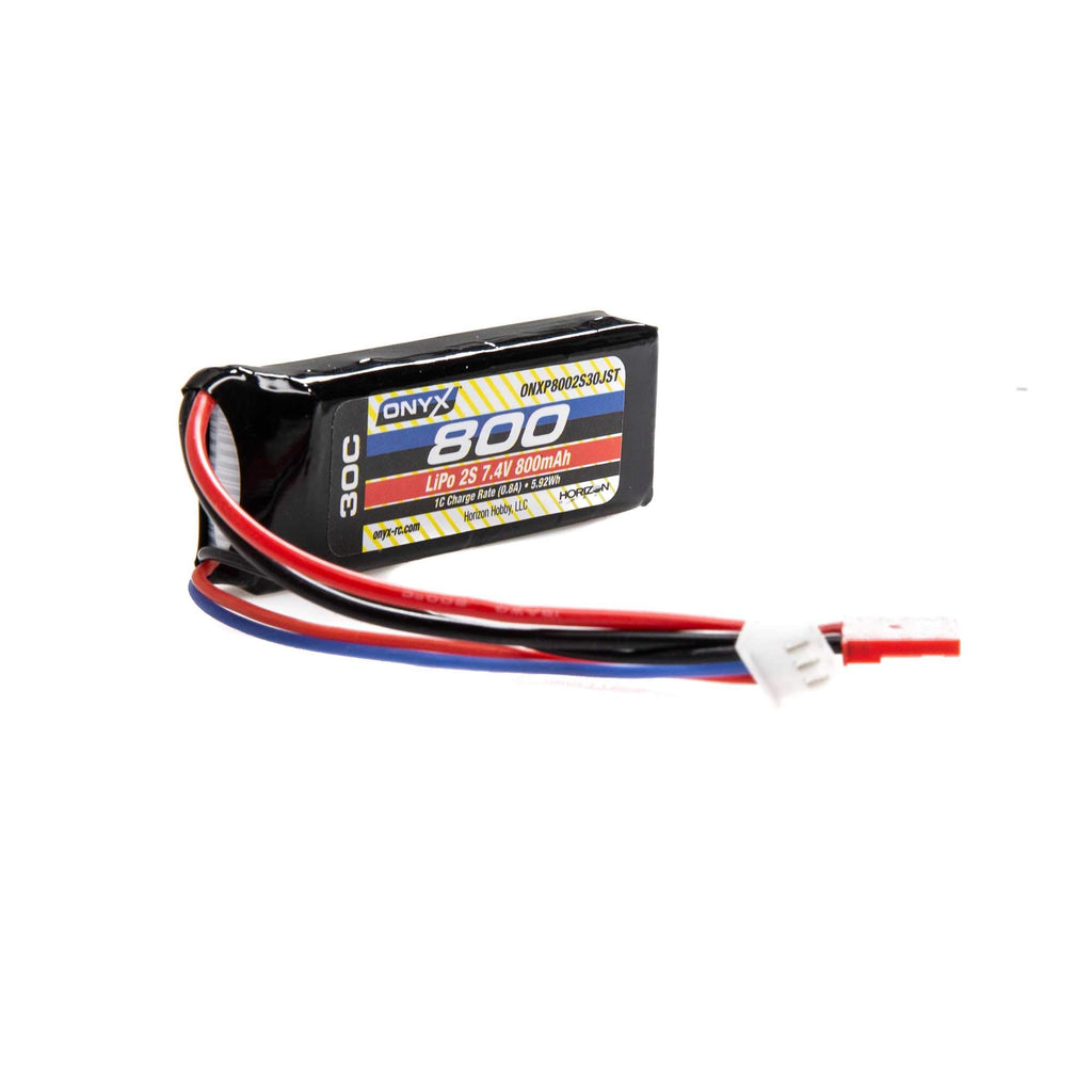 Onyx ONXP8002S30JST 7.4V 800mAh 2S 30C LiPo, 18AWG, JST