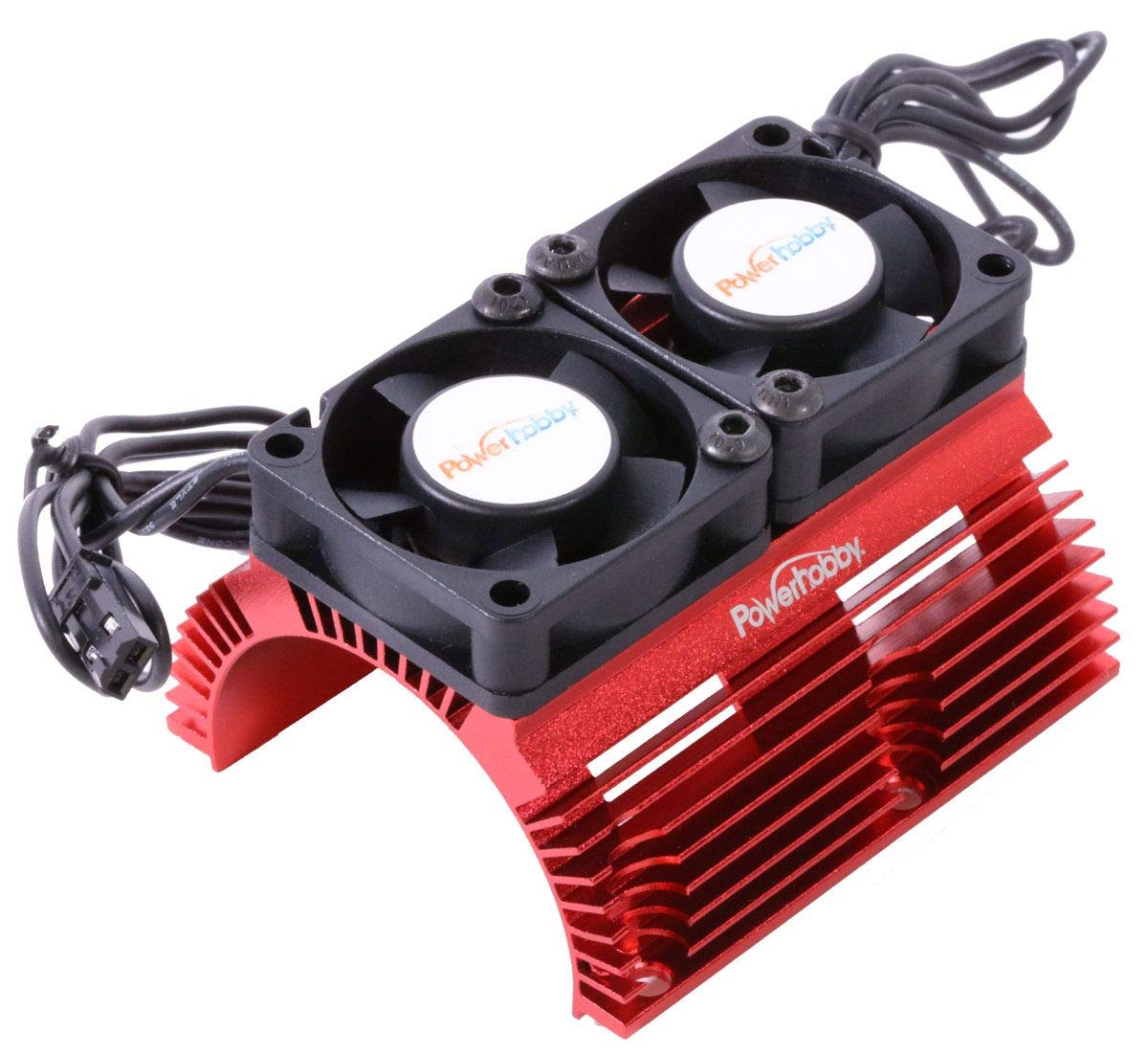 Power Hobby PH1289RED Power Hobby Heat Sink w/ Twin Tornado High Speed Fans, for 1/8 Motors, Red