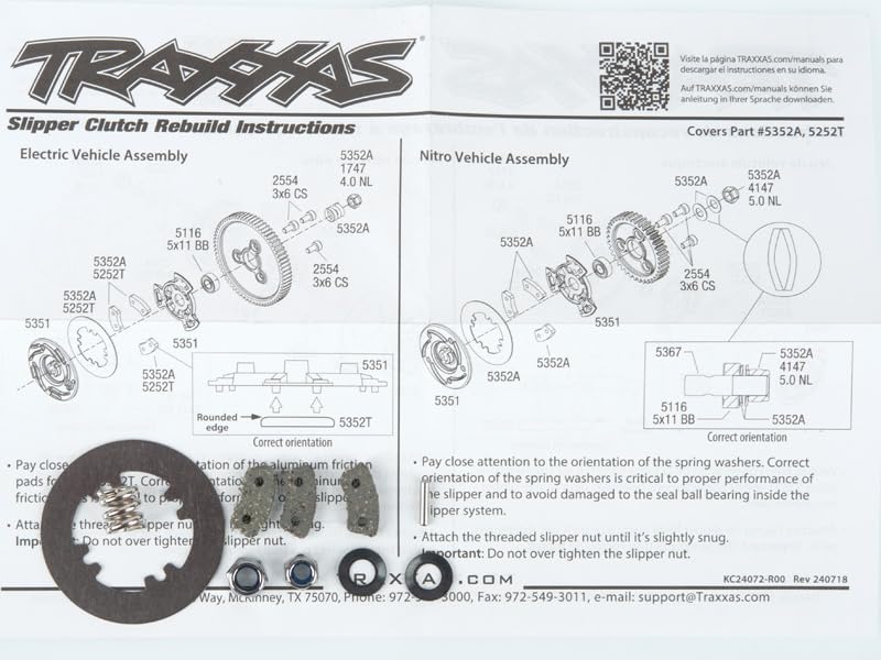 Traxxas 5352A Heavy-Duty Slipper Clutch Rebuild Kit: Revo & T-Maxx 3.3/Slayer Pro 4x4
