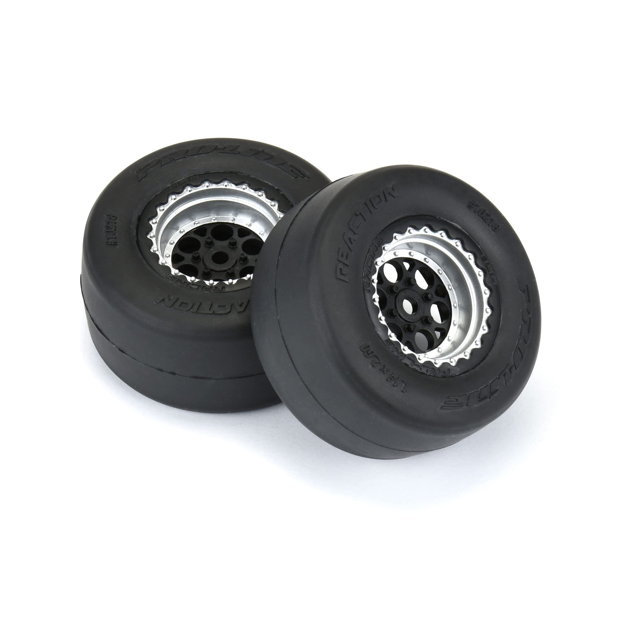 Pro-line Racing 1021810 1/16 Reaction Rr Tires MTD 7mm Blk/Sil:MiniDrag(2)
