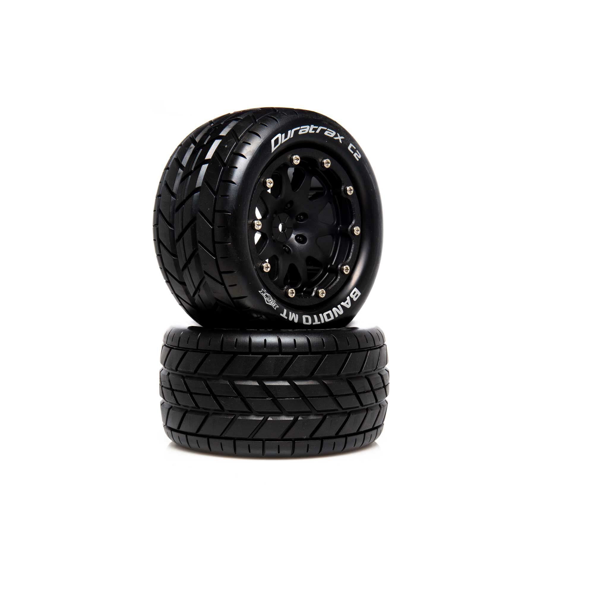 DuraTrax DTCX5515 Bandito MT Belted 2.8 Mounted Tires F/R 0 Offset Black (2)