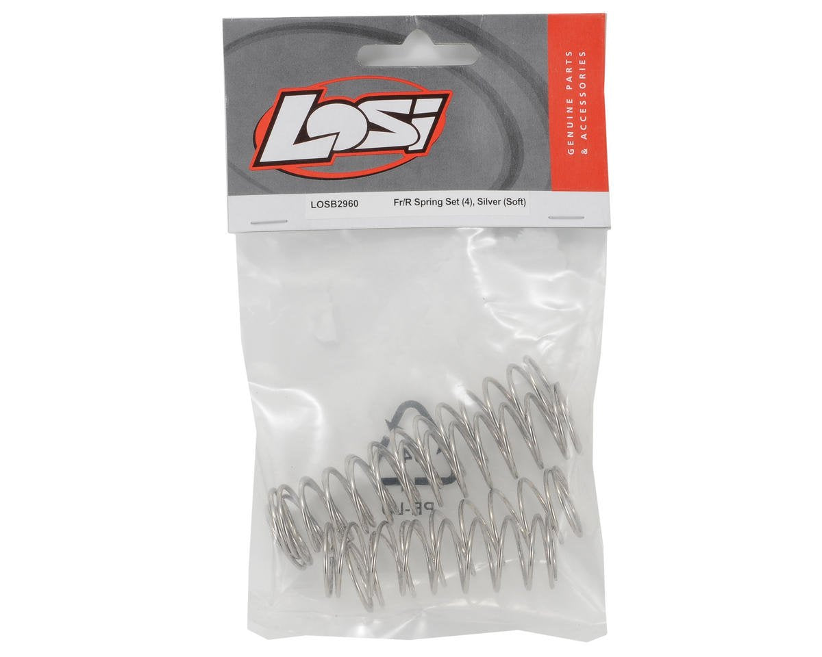Losi LOSB2960 Front & Rear Shock Springs Set (4) Silver (Soft): 810 Buggy