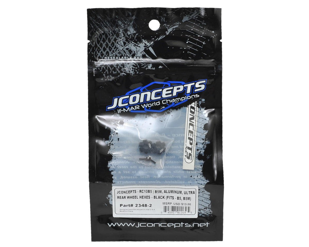 J Concepts JCO23482 RC10B5/B5M ALUMINUM ULTRA REAR WHEEL HEXES-BLACK