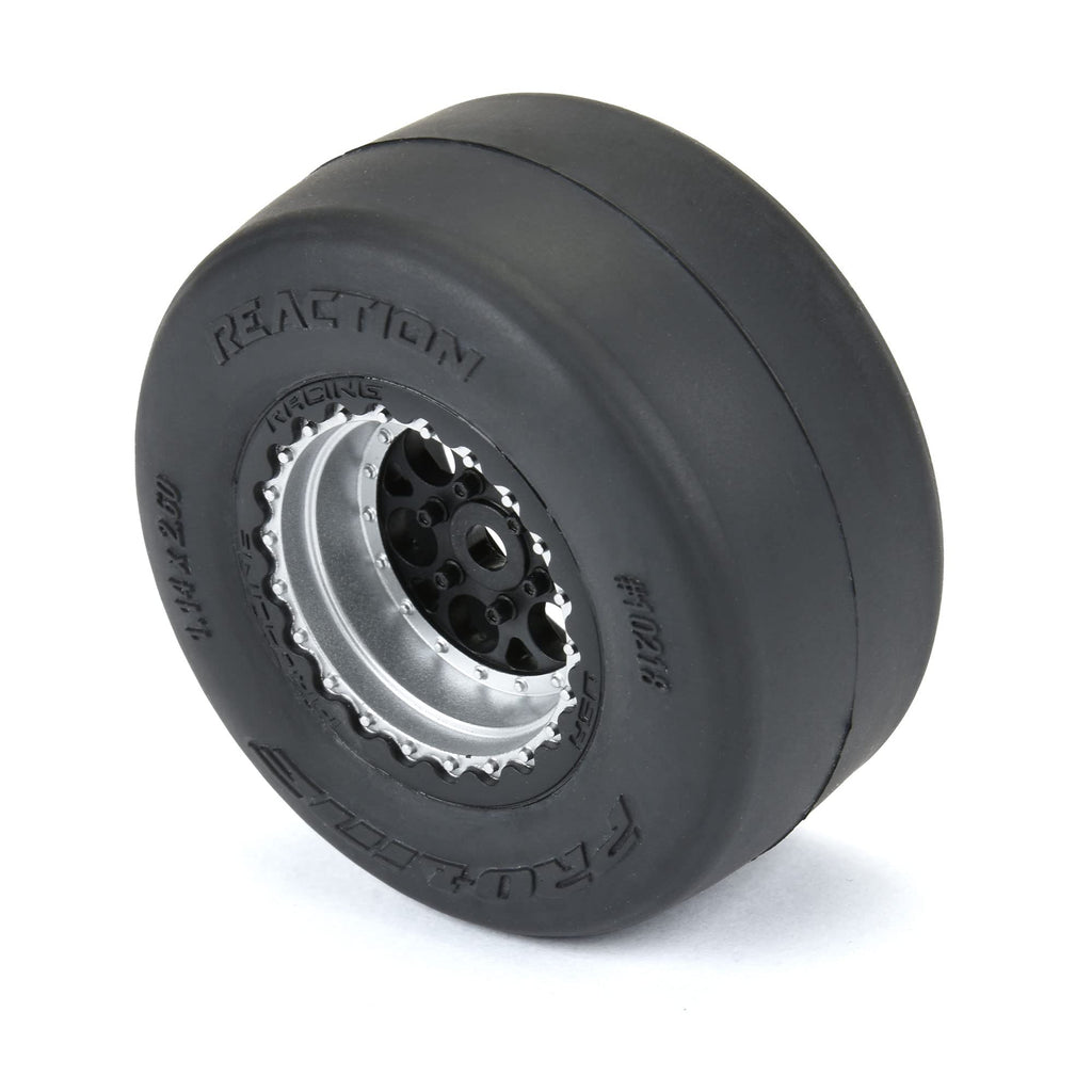 Pro-line Racing 1021810 1/16 Reaction Rr Tires MTD 7mm Blk/Sil:MiniDrag(2)
