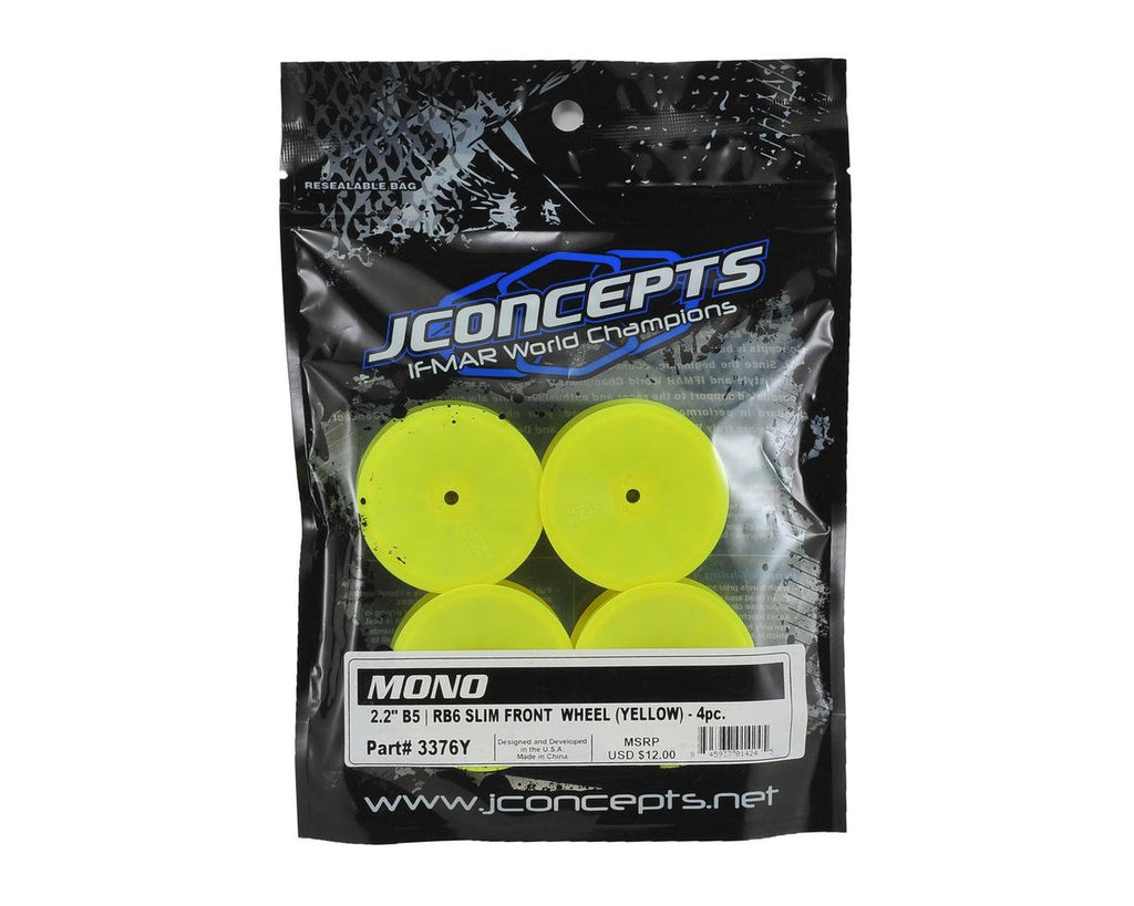 J Concepts JCO3376Y Front Wheel, Slim Mono, Yellow:2.2 B5M,RB6,B6.1(4)