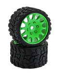 Power Hobby PHT1141SGREEN Raptor Belted Monster Truck Tires / Wheels w 17mm Hex (2) Sport-Green
