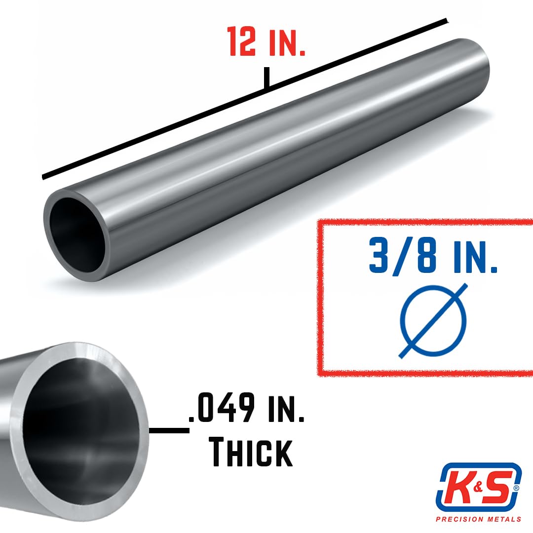 K & S Metals 83063 Round Aluminum Tube: 3/8" OD x 0.049" Wall x 12" Long