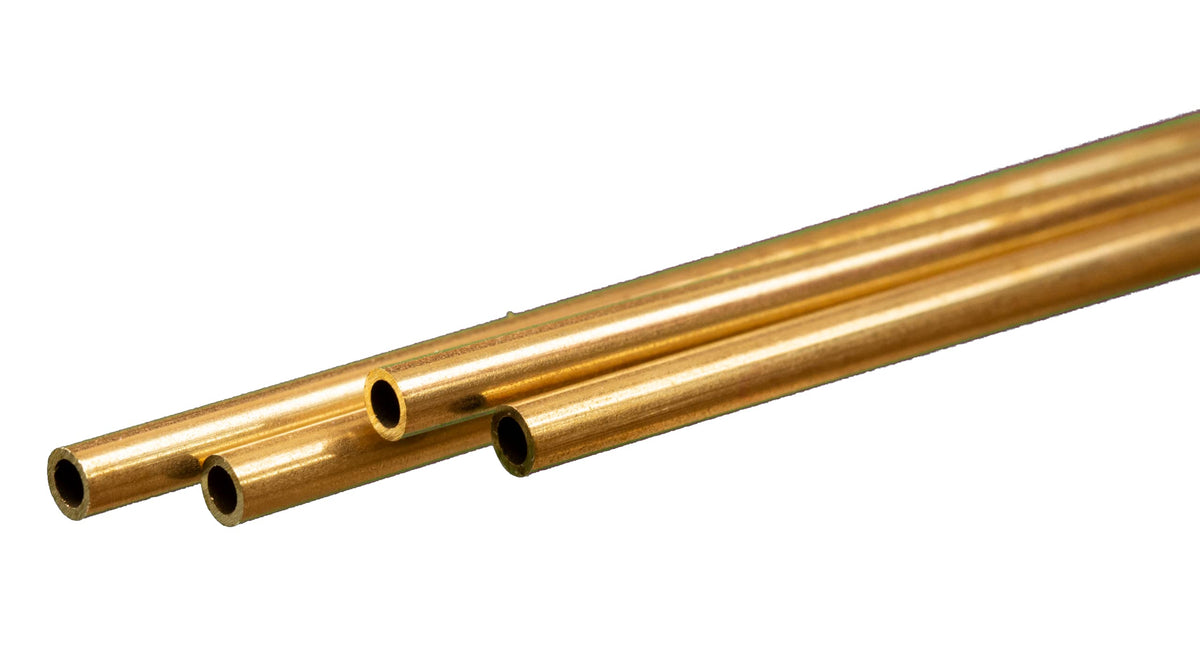 K&S 9821 Round Brass Tube, 3mm OD x 0.45mm Wall x 300mm Long, 4 Pieces, Made in The USA
