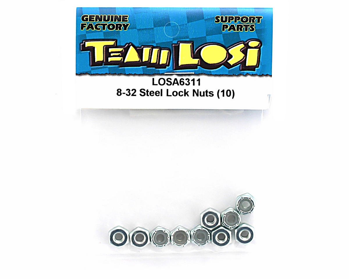 Losi LOSA6311 Steel Locknuts/Lock-Nuts(10) 8-32: 8ight & 2.0 8ight-T 8T & 2.0 8E
