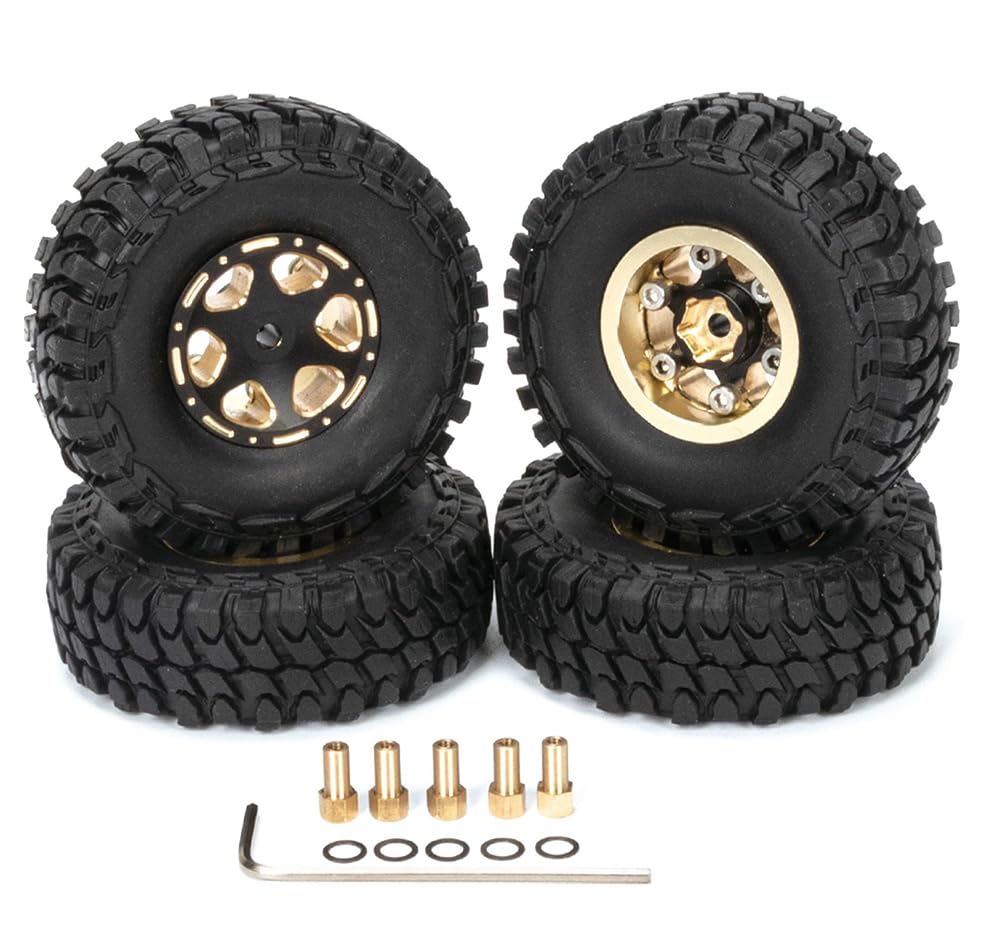 Integy C32856 Brass Weight Add-On (4) Wheels & Tires 175g Total for Axial SCX24 O,D.=55mm
