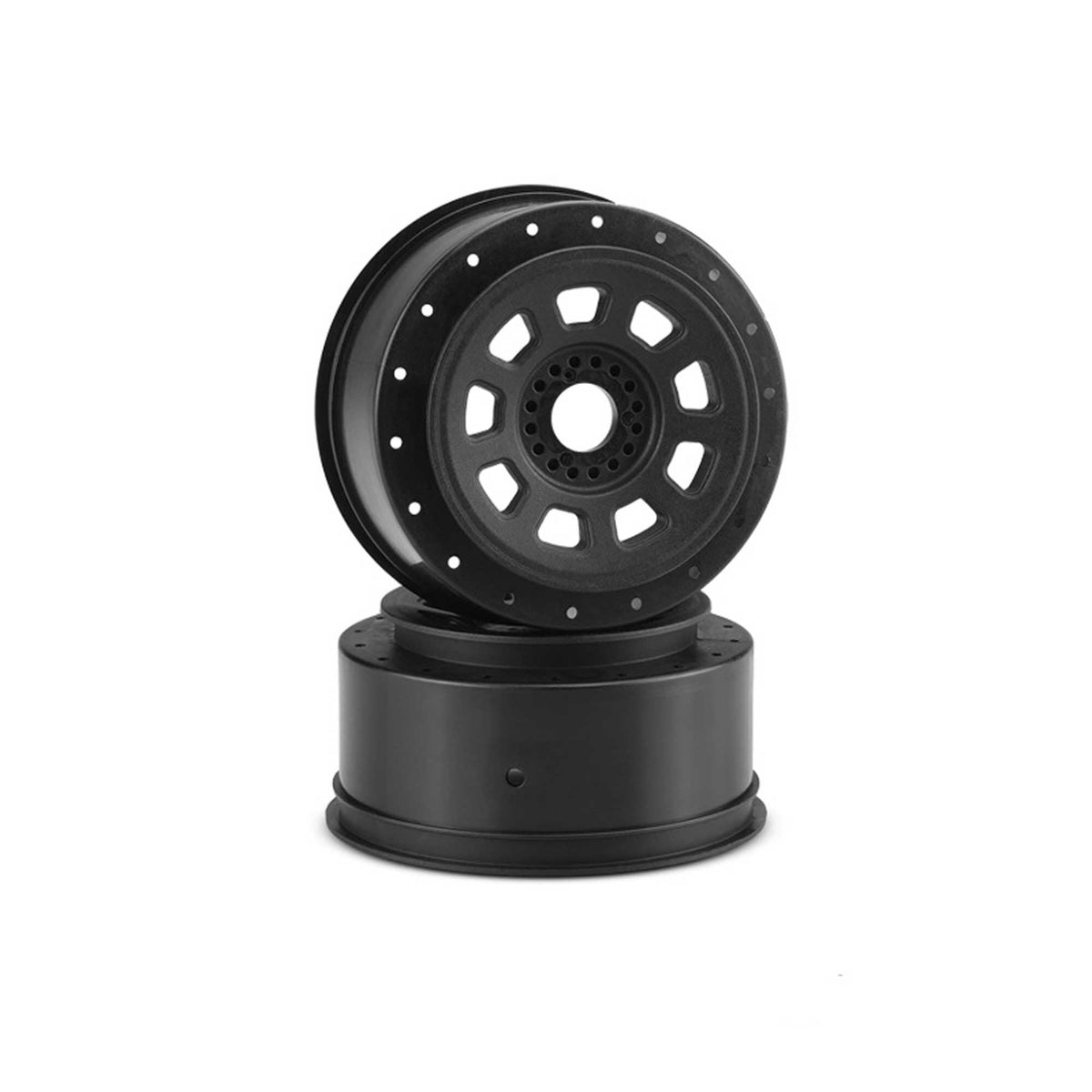 J-Concepts 3421B 9-shot 17mm Hex SCT Tire Wheel, Black 2pc