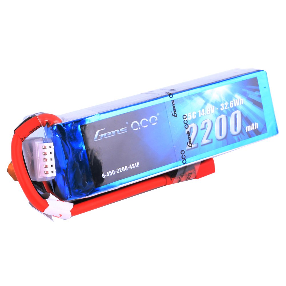 Gens Ace 22004S45D 2200mAh 14.8V 45C 4S1P Lipo Battery Pack w/ Deans