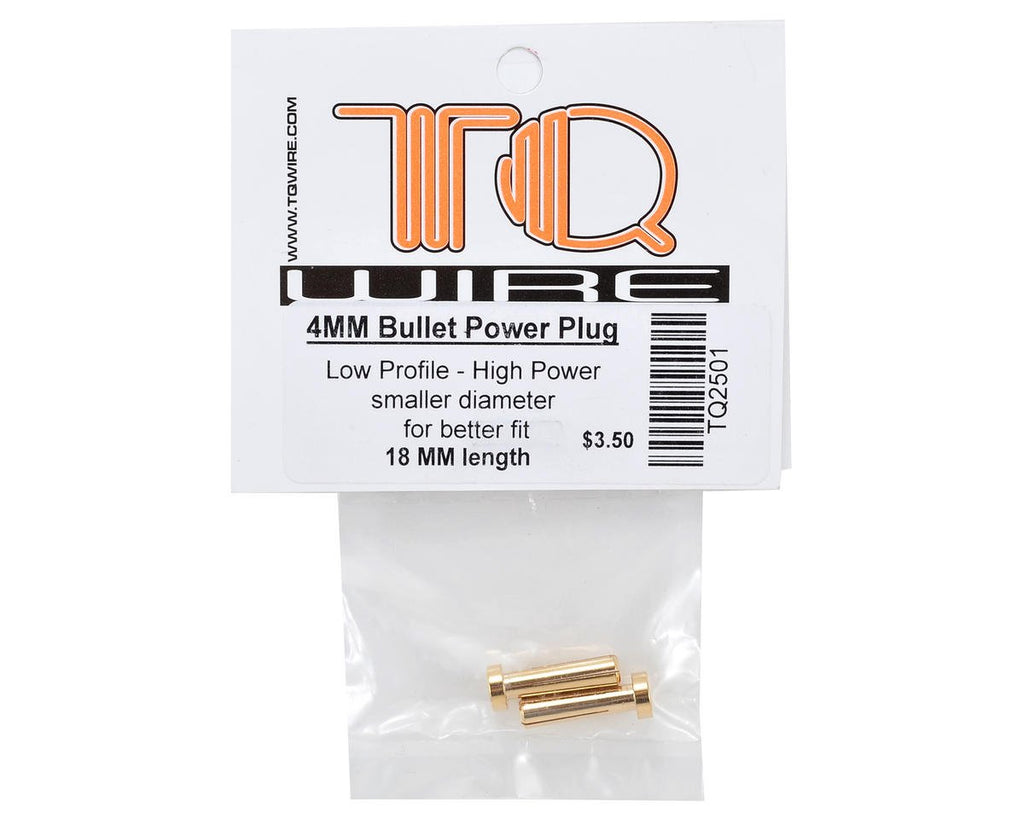 TQ Wire 2501 4mm Male Bullets Low Profile (pr.) Gold 18mm