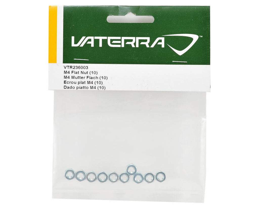 Vaterra VTR236003 M4 4mm Flat Nuts (10)