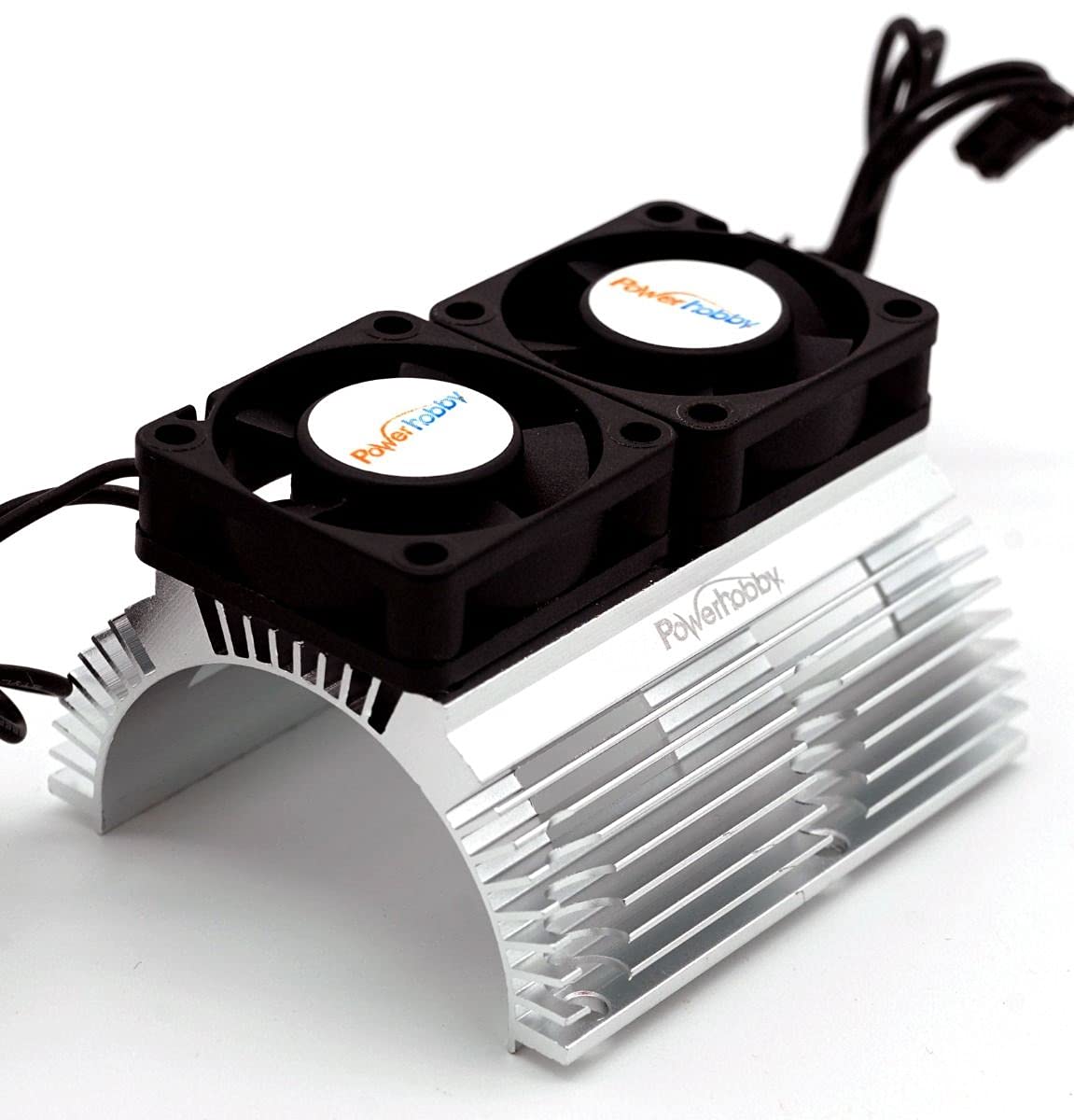 Power Hobby PH1289SILVER Powerhobby Heat Sink w Twin Turbo High Speed Cooling Fans 1/8 Motors-Silver