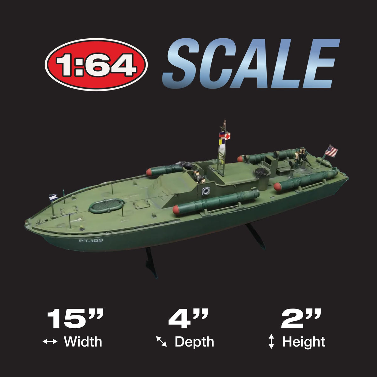 AMT 1233 1/64 John F Kennedy PT-109 Patrol Boat WWII Model Kit New Sealed
