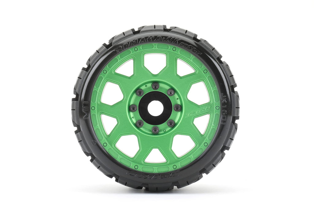 Jetko Tires 1601CGMSGBB2 1/8 SGT 3.8 EX-Tomahawk, Mounted on Metal Green Claw
