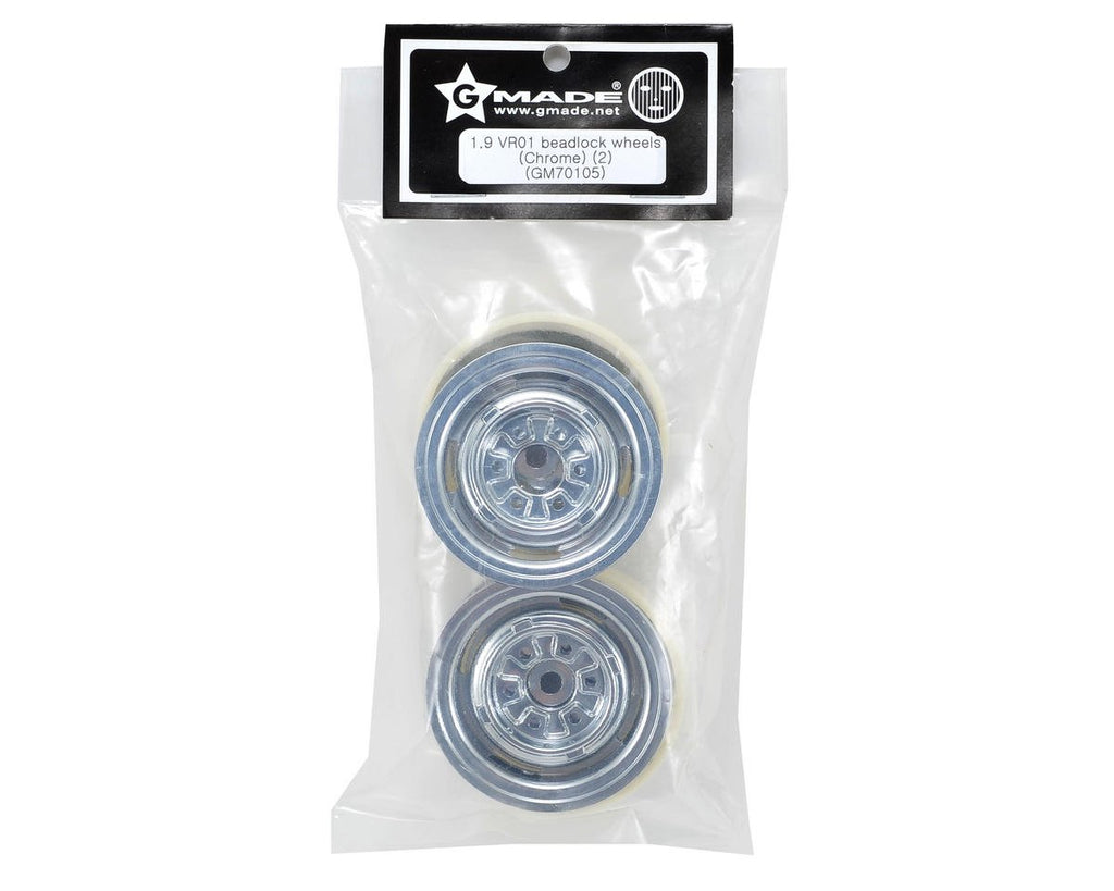 Gmade 70105 1.9 VR01 Beadlock Wheels (Chrome) (2)