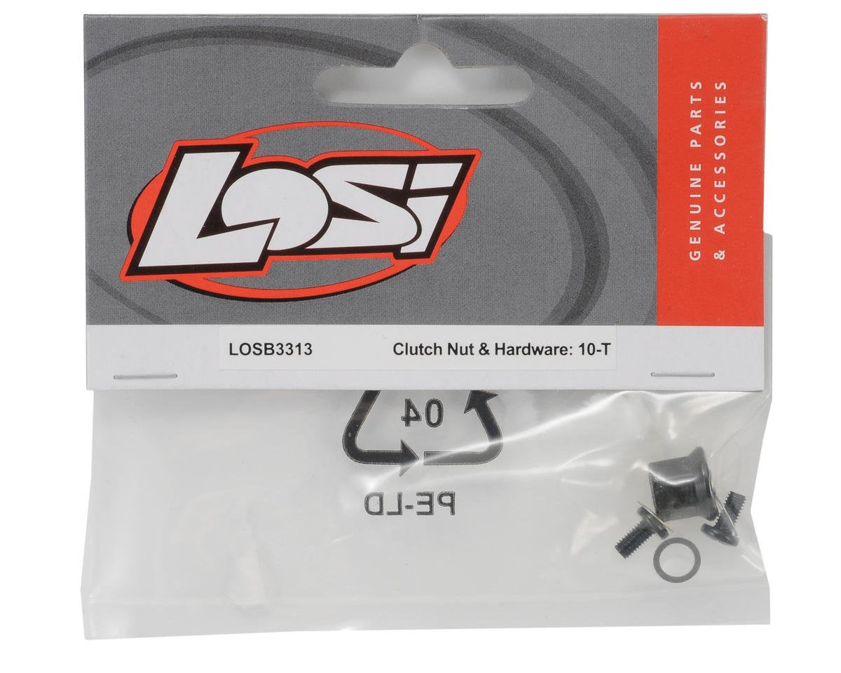 Losi LOSB3313 Clutch Nut & Hardware: 1/10 10-T Ten-T & 1/8 810 Buggy