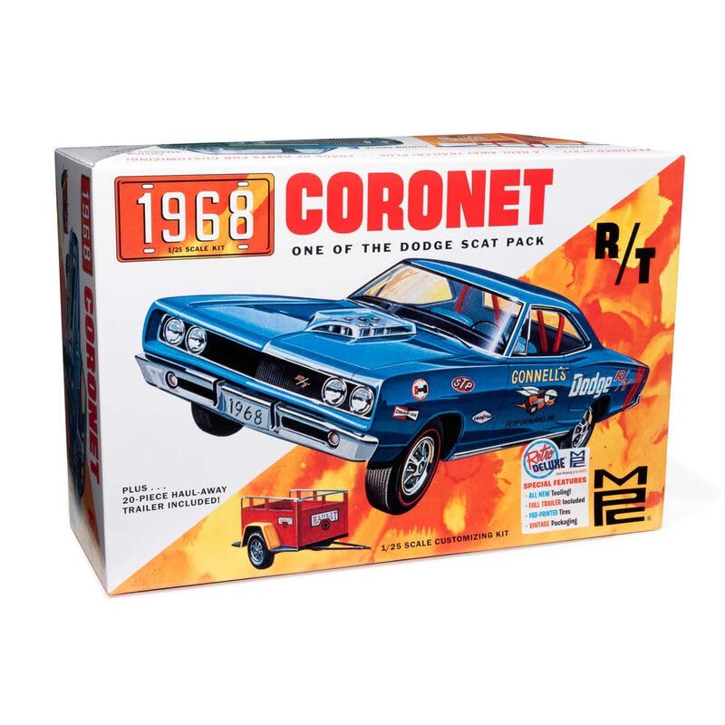 MPC 975 1:25 1968 Dodge Coronet Hardtop w/ Trailer Model Kit