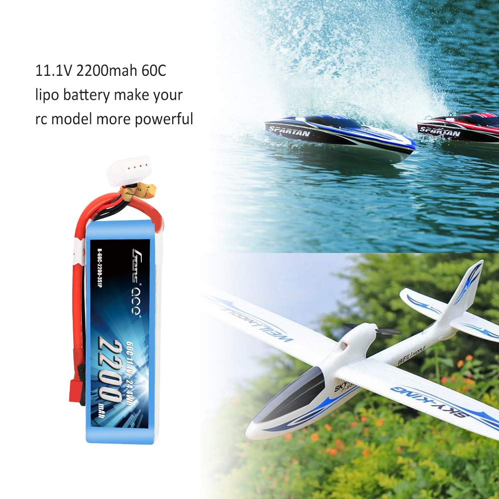 Gens Ace 22003S60D 2200mAh 11.1V 60C 3S1P Lipo Battery Pack w/ Deans