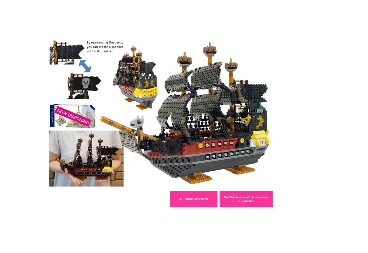 Nanoblock 22004 Pirate Ship DX, "Pirates", Nanoblock Advanced Hobby