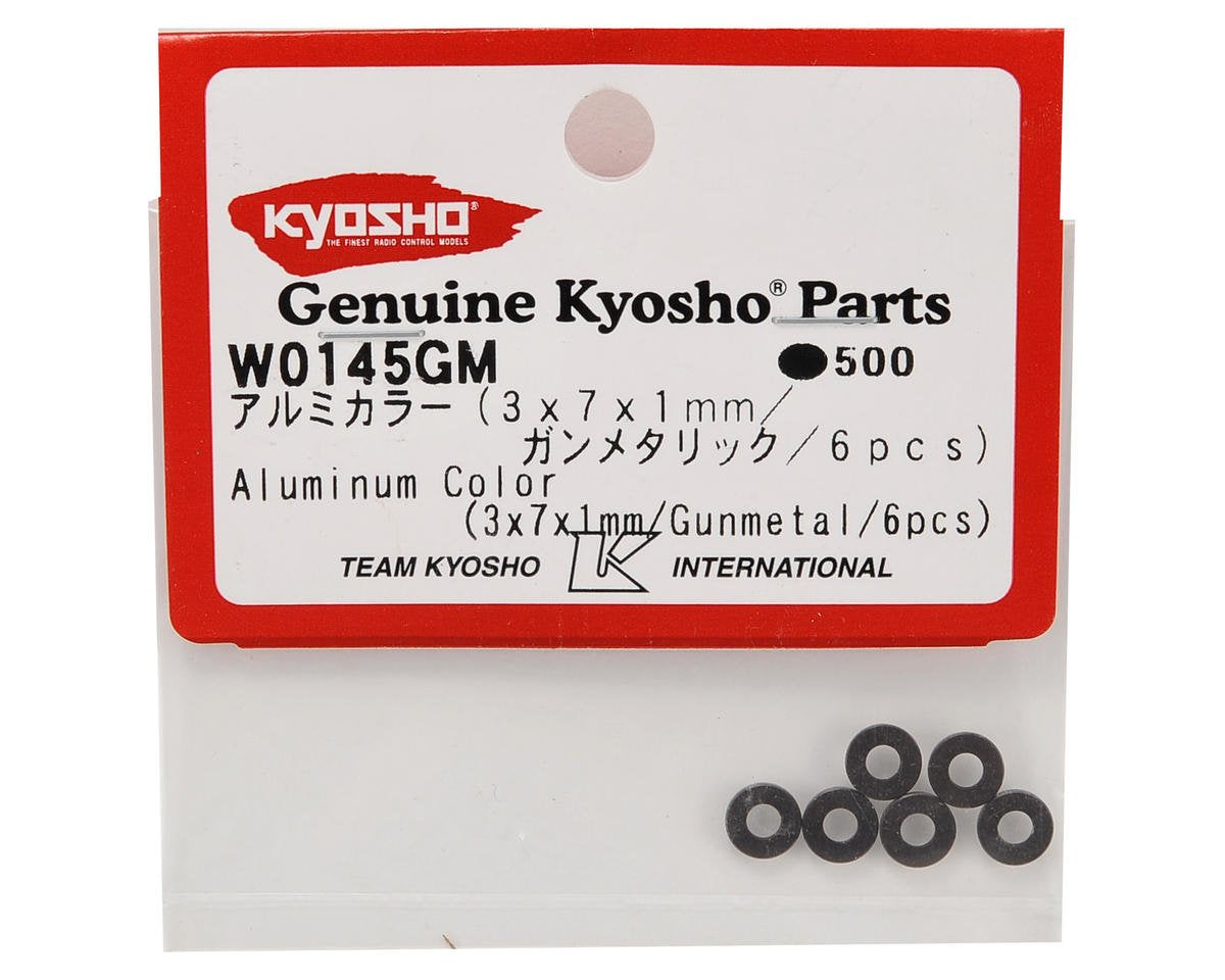 Kyosho W0145GM Aluminum Collar (3x7x1mm/ Gunmetal/6pcs)