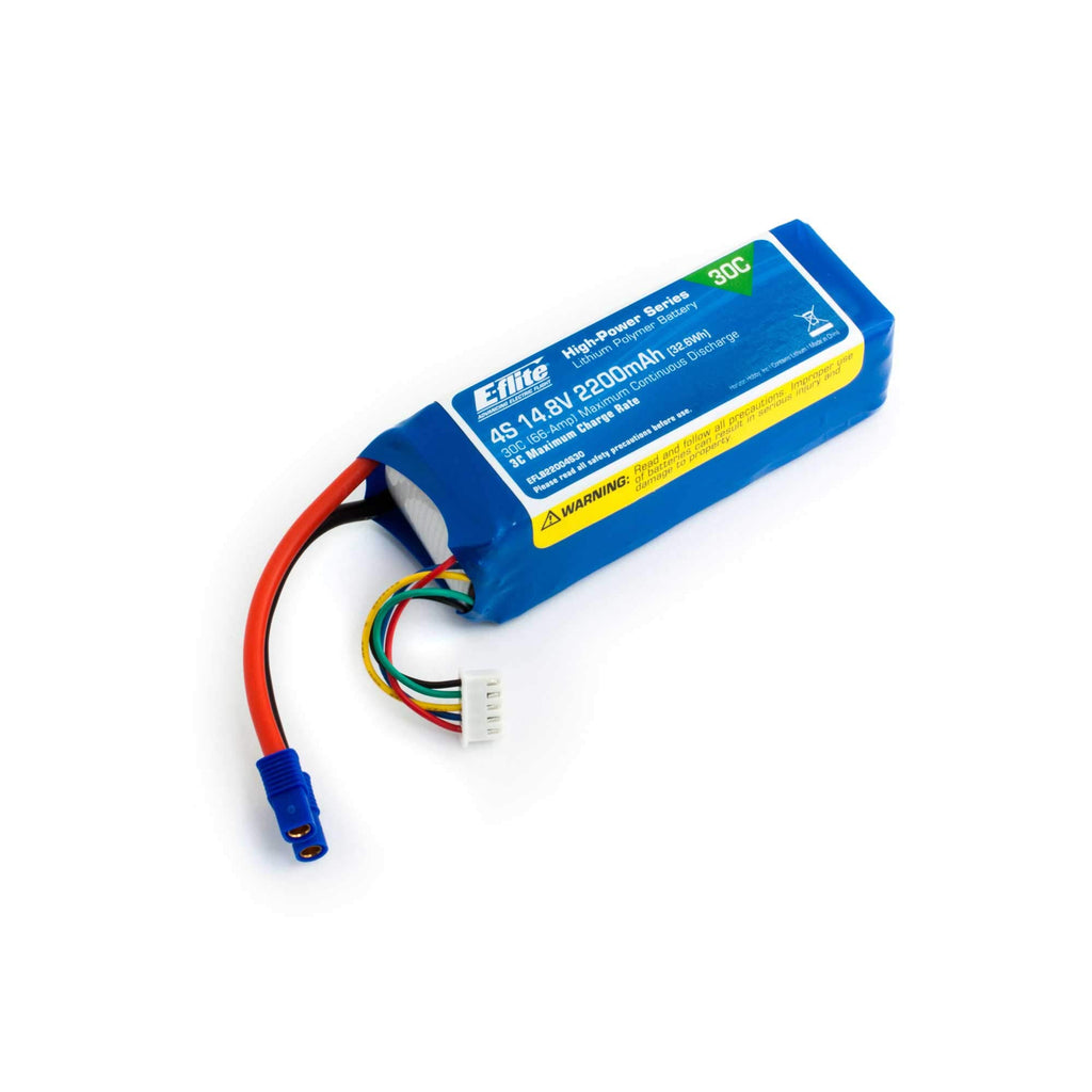 E-Flite EFLB22004S30 LiPo Battery 2200mAh 4S 14.8-Volt 4-Cell 30C 13AWG EC3 Plug