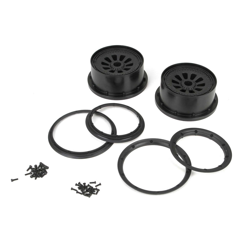 Losi LOSB7034 Wheel & Beadlock Set, Black (2), 5T