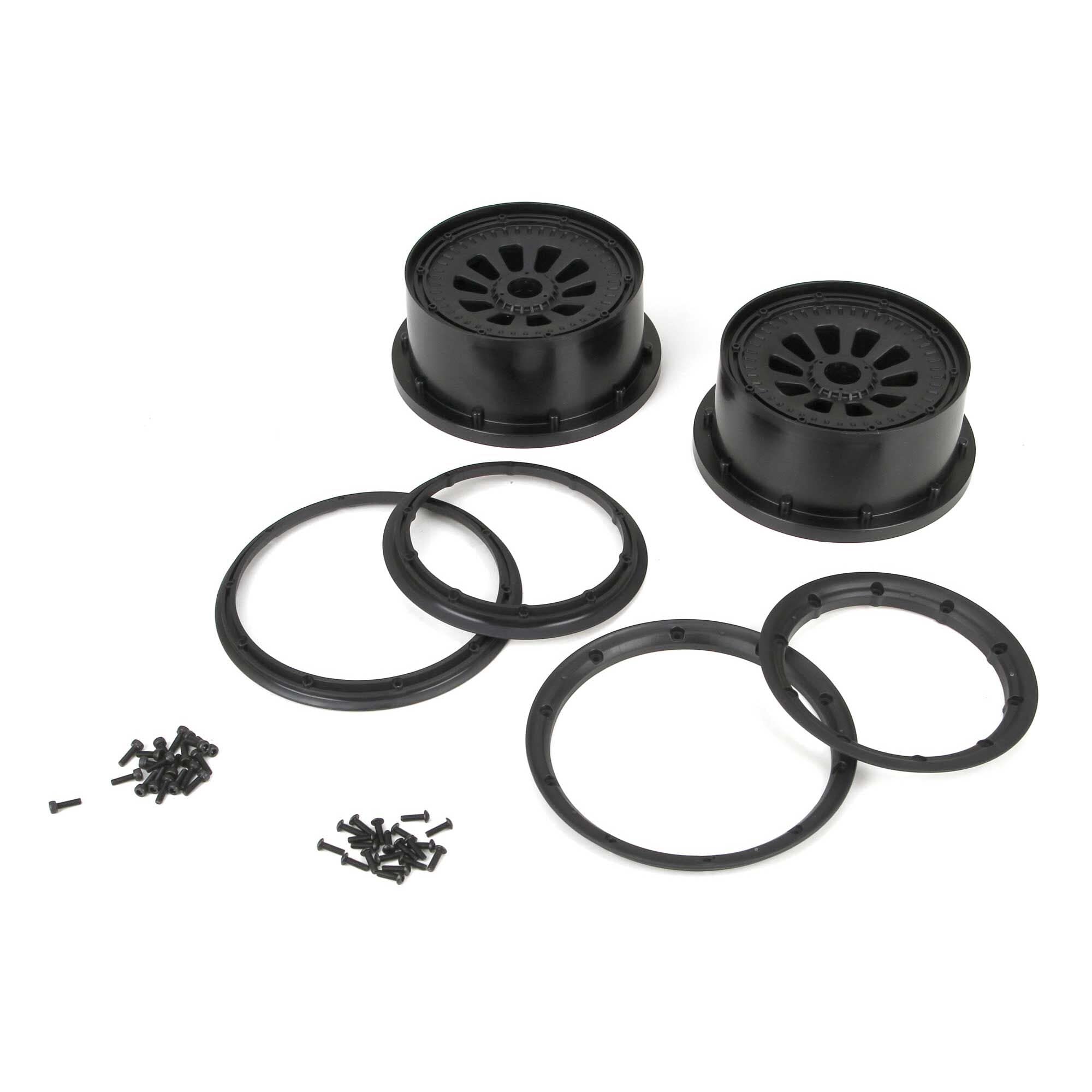 Losi LOSB7034 Wheel & Beadlock Set, Black (2), 5T