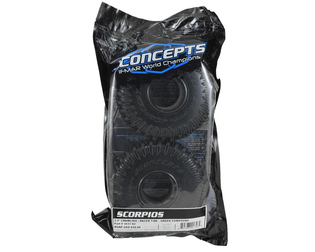 J Concepts 303702 Scorpios All Terrain Racer Tire,Green:2.2 Wheel(2)
