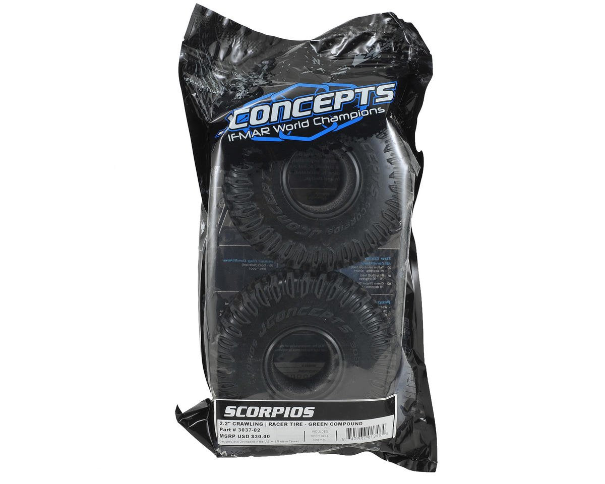 J Concepts 303702 Scorpios All Terrain Racer Tire,Green:2.2 Wheel(2)