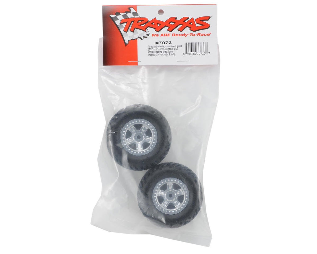 Traxxas 7073 Chrome Racing Wheel Tire (2): 1/16 Slash 4x4