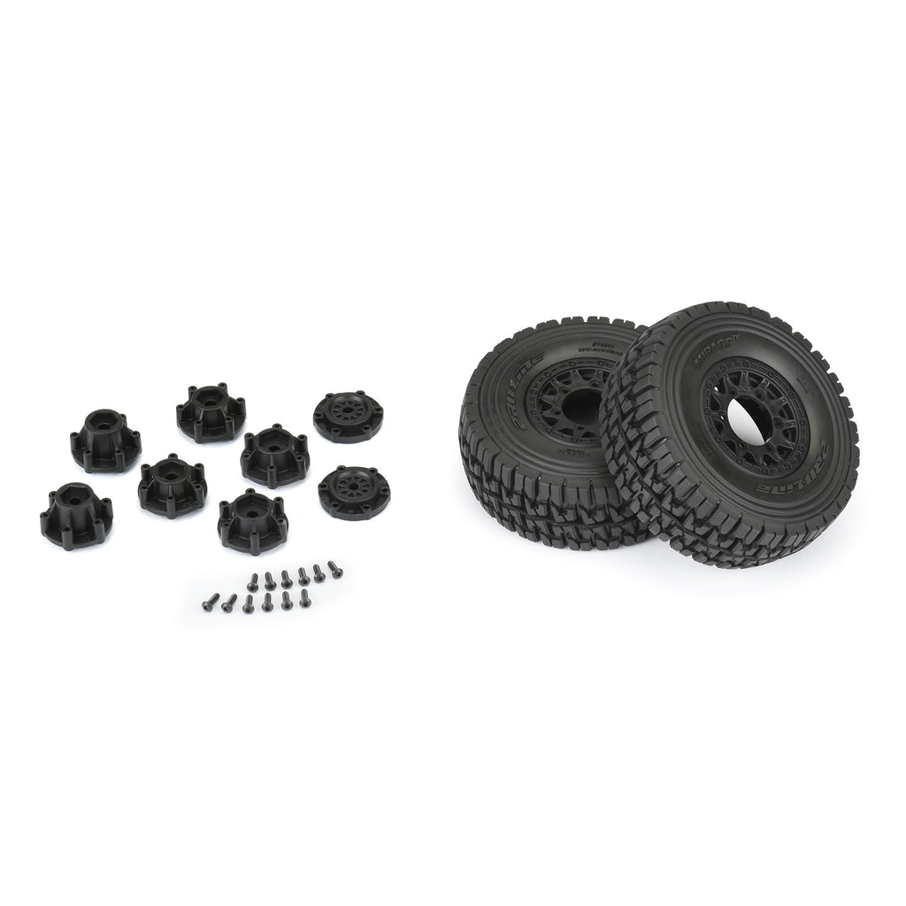Pro-Line PRO1024811 Mirage TT 2.2"/3.0" BELTED SC Tires Mounted on Raid Black 6x30 Removable Hex (12mm & 14mm) Wheels (2)